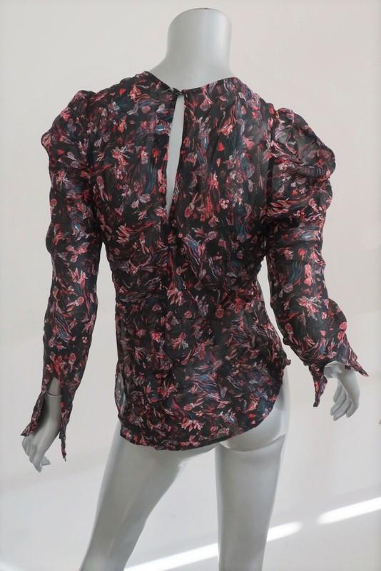 IRO Blouse Lou Black Printed Sheer Crepe Size 34 Long Sleeve Top available at CelebrityOwned.com img_4