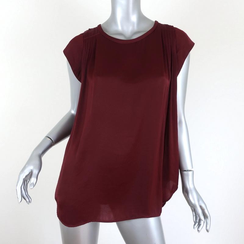 IRO Blouse Madniss Burgundy Satin Size 38 Cap Sleeve Top available at CelebrityOwned.com img_1