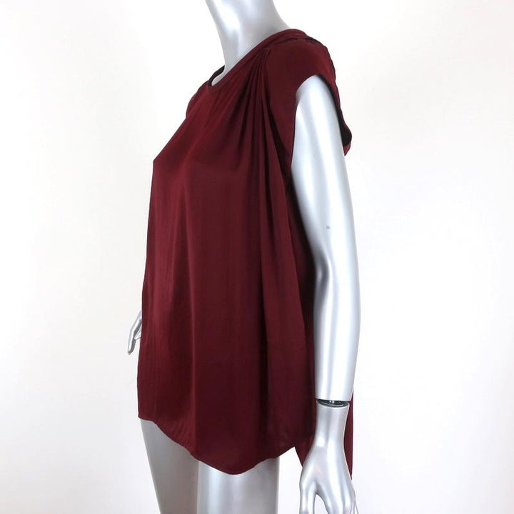 IRO Blouse Madniss Burgundy Satin Size 38 Cap Sleeve Top available at CelebrityOwned.com img_2