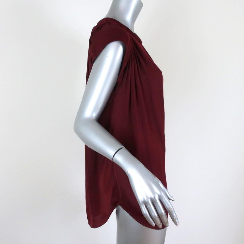 IRO Blouse Madniss Burgundy Satin Size 38 Cap Sleeve Top available at CelebrityOwned.com img_4
