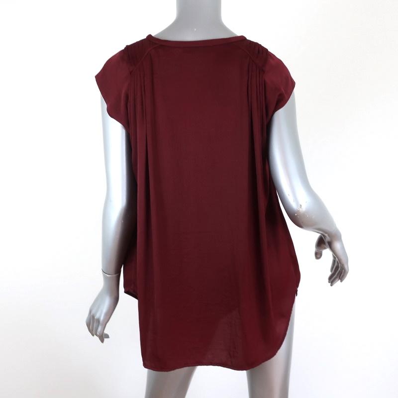 IRO Blouse Madniss Burgundy Satin Size 38 Cap Sleeve Top available at CelebrityOwned.com img_5