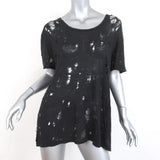 IRO Clay Tee Black Distressed Linen Size 1 Short Sleeve Top available at CelebrityOwned.com img_1