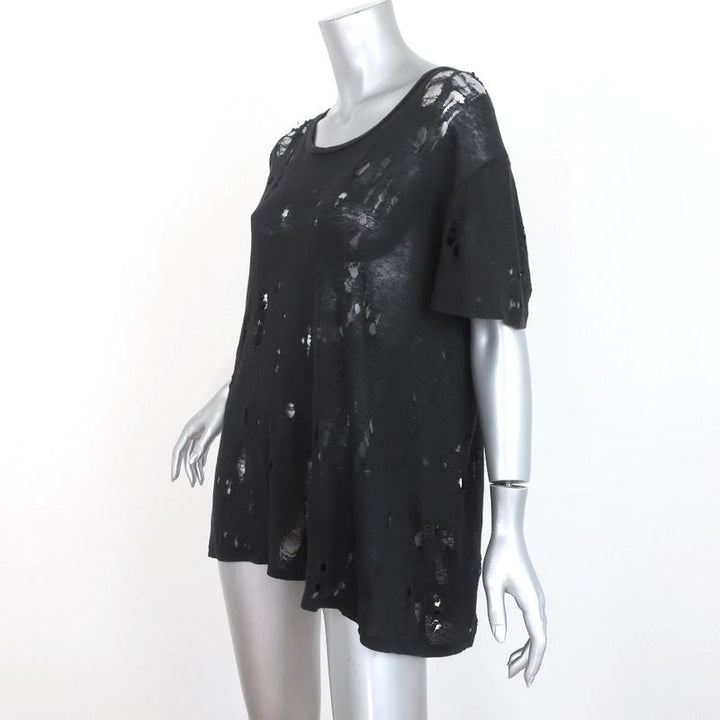 IRO Clay Tee Black Distressed Linen Size 1 Short Sleeve Top available at CelebrityOwned.com img_2