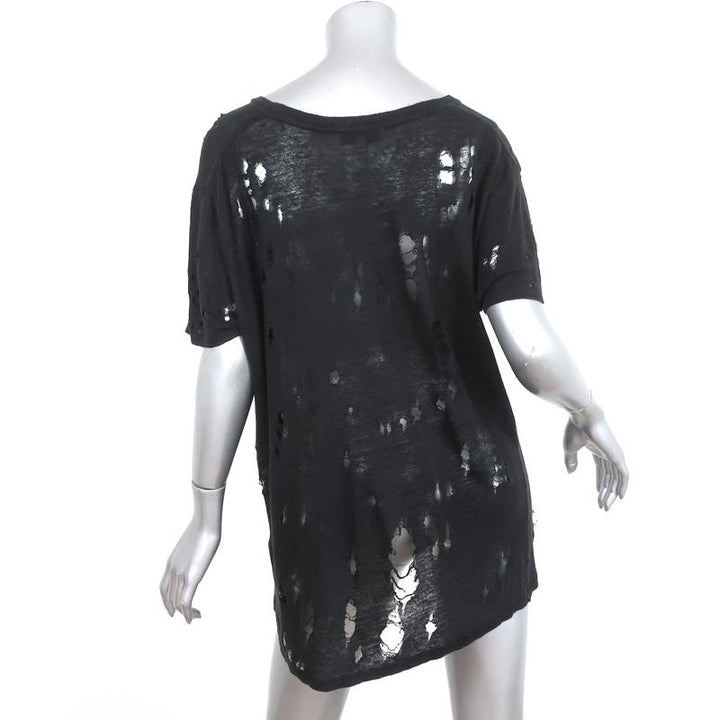 IRO Clay Tee Black Distressed Linen Size 1 Short Sleeve Top available at CelebrityOwned.com img_4