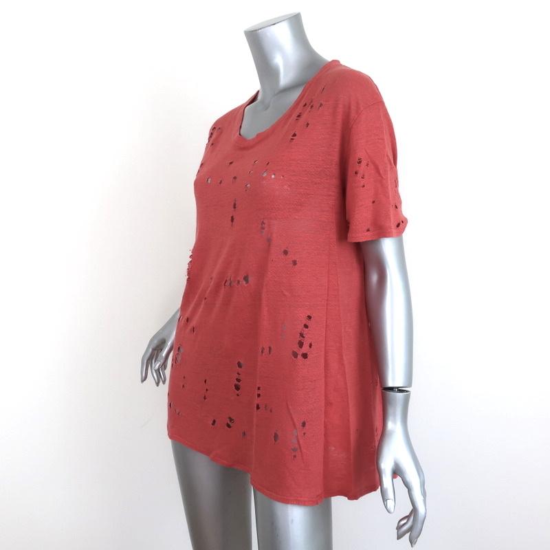 IRO Clay Tee Coral Distressed Linen Size 2 Short Sleeve Top available at CelebrityOwned.com img_2