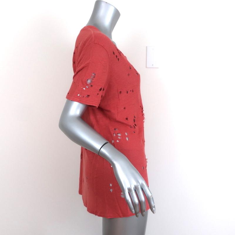 IRO Clay Tee Coral Distressed Linen Size 2 Short Sleeve Top available at CelebrityOwned.com img_3