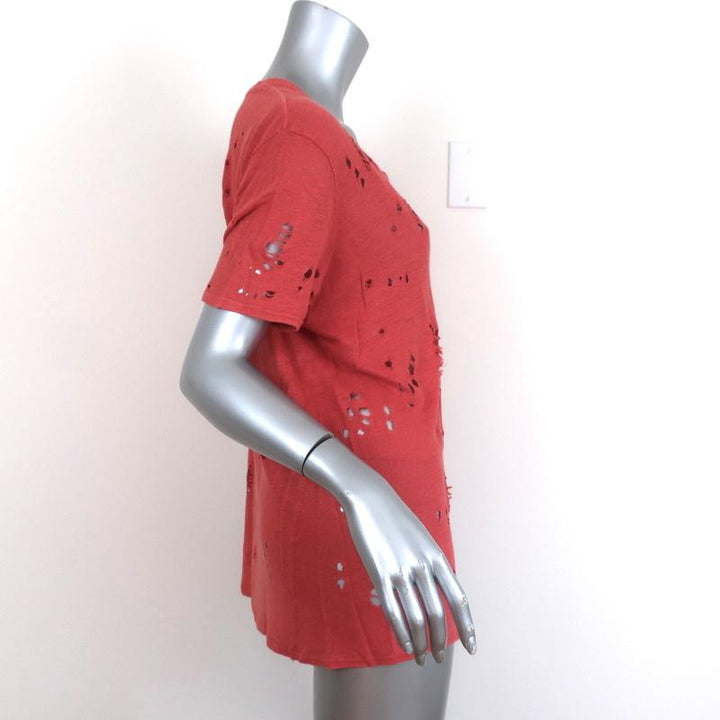 IRO Clay Tee Coral Distressed Linen Size 2 Short Sleeve Top available at CelebrityOwned.com img_3