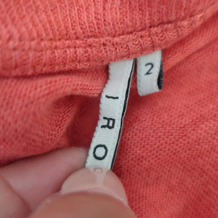 IRO Clay Tee Coral Distressed Linen Size 2 Short Sleeve Top available at CelebrityOwned.com img_5