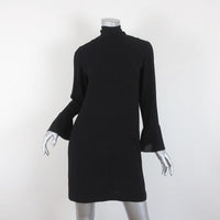 IRO Dress Anna Black Crepe Size 34 Ruffled Open Back Long Sleeve Mini available at CelebrityOwned.com img_1