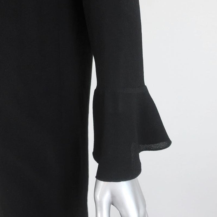 IRO Dress Anna Black Crepe Size 34 Ruffled Open Back Long Sleeve Mini available at CelebrityOwned.com img_3