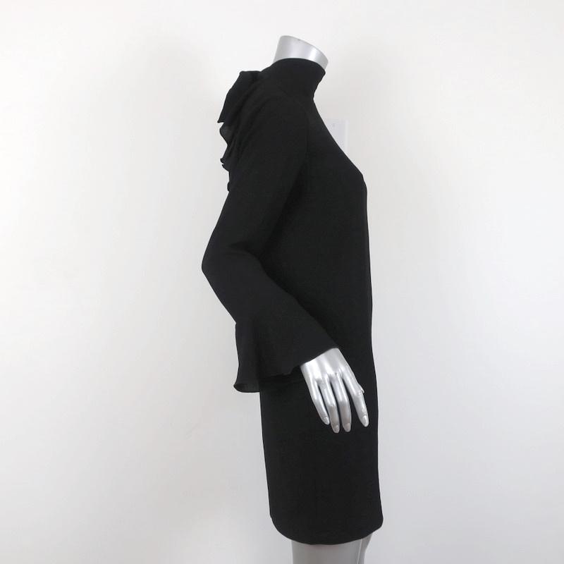 IRO Dress Anna Black Crepe Size 34 Ruffled Open Back Long Sleeve Mini available at CelebrityOwned.com img_4