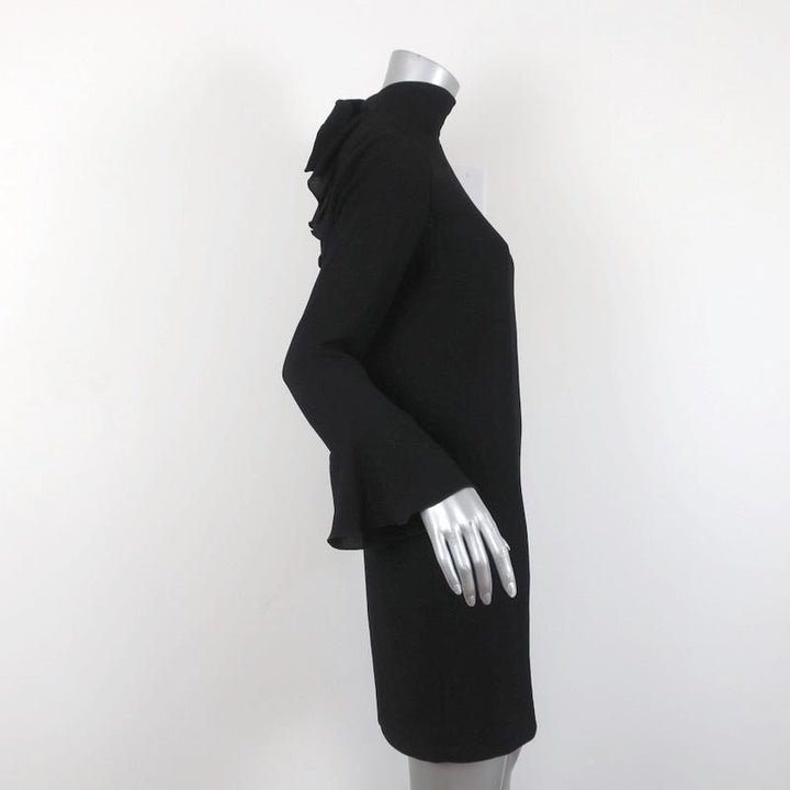 IRO Dress Anna Black Crepe Size 34 Ruffled Open Back Long Sleeve Mini available at CelebrityOwned.com img_4