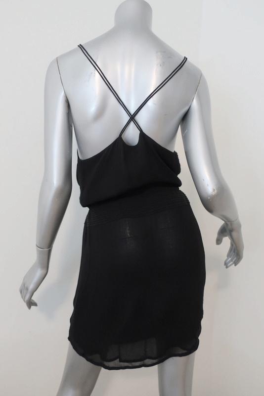 IRO Dress Odyssee Black Embroidered Chiffon Size 36 Crisscross-Strap Mini NEW available at CelebrityOwned.com img_6