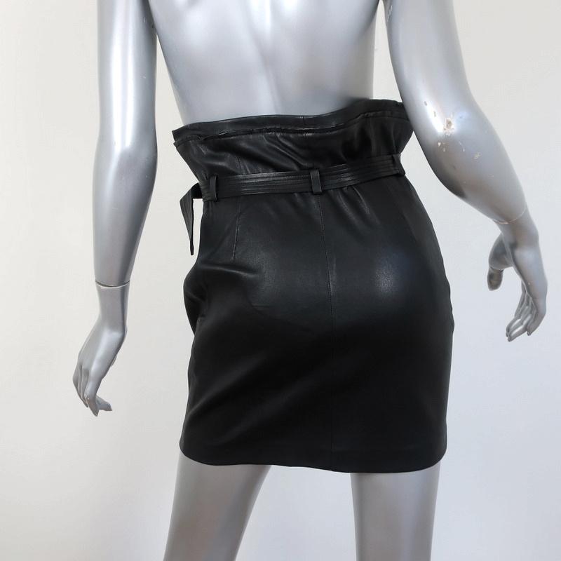 IRO Hexim Leather Mini Skirt Black Size 38 High Waisted Belted Zip-Front available at CelebrityOwned.com img_5