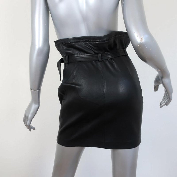 IRO Hexim Leather Mini Skirt Black Size 38 High Waisted Belted Zip-Front available at CelebrityOwned.com img_5