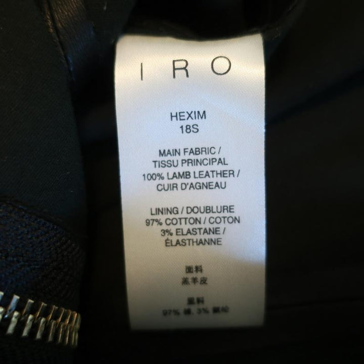 IRO Hexim Leather Mini Skirt Black Size 38 High Waisted Belted Zip-Front available at CelebrityOwned.com img_7