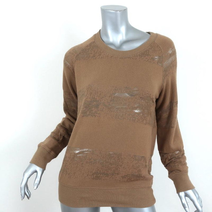 IRO JEANS Liberty Distressed Sweatshirt Brown Size Small Crewneck Pullover available at CelebrityOwned.com img_1