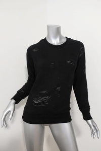 IRO JEANS Sweatshirt Nona Black Destroyed French Terry Size Extra Small available at CelebrityOwned.com img_1