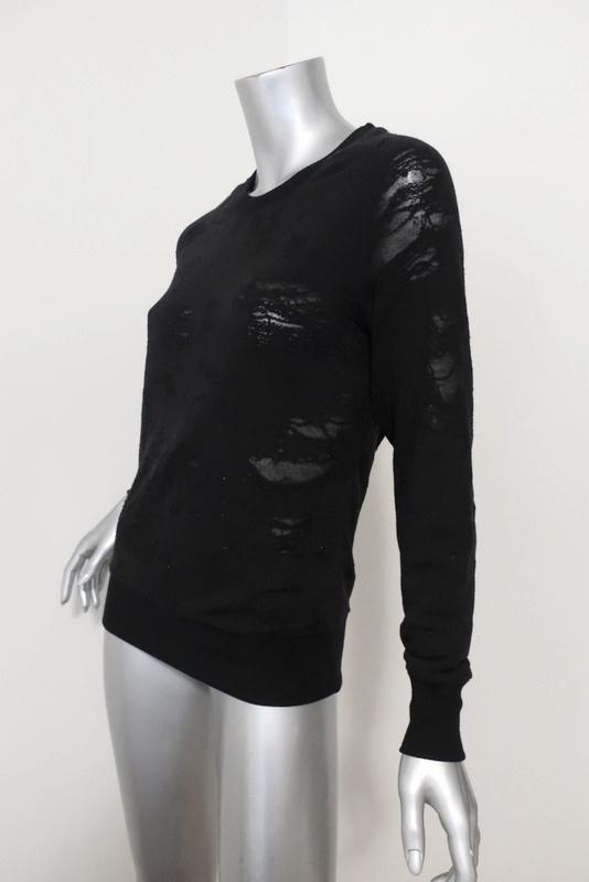 IRO JEANS Sweatshirt Nona Black Destroyed French Terry Size Extra Small available at CelebrityOwned.com img_4