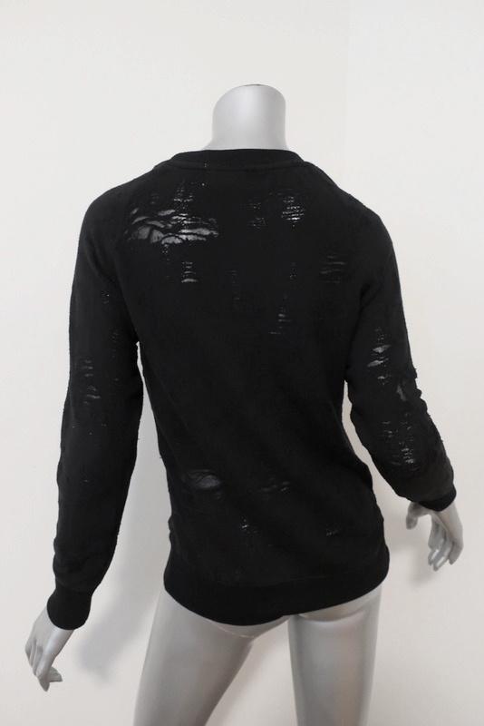 IRO JEANS Sweatshirt Nona Black Destroyed French Terry Size Extra Small available at CelebrityOwned.com img_5