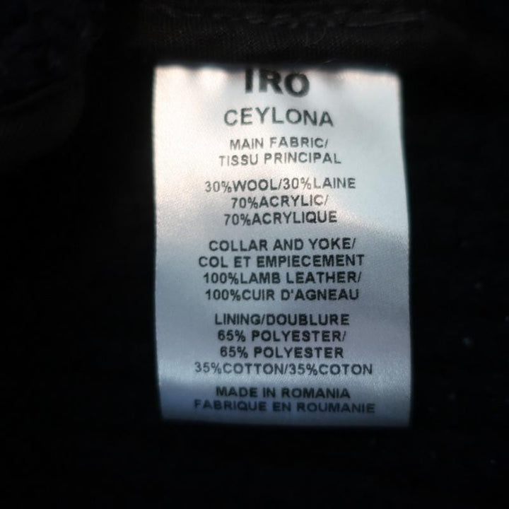 IRO Jacket Ceylona Black Leather-Trim Navy Waffle Knit Size 34 available at CelebrityOwned.com img_8