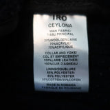 IRO Jacket Ceylona Black Leather-Trim Navy Waffle Knit Size 34 available at CelebrityOwned.com img_8