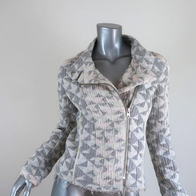 IRO Jacket Otavia Cream/Gray Triangle-Quilted Jacquard Size 36 available at CelebrityOwned.com img_1