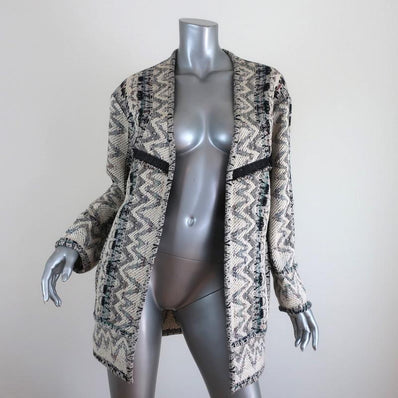 IRO Jacket Rhode Cream/Multicolor Jacquard Tweed Size 34 Open Front available at CelebrityOwned.com img_1