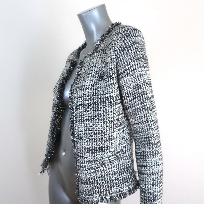 IRO Jacket Unplug Silver/White Metallic Tweed Size 36 Open Front available at CelebrityOwned.com img_3