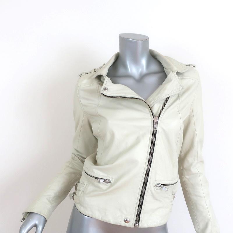 Iro Halston Jacket Cream Leather-trimmed Woven Linen-Cotton Size 40