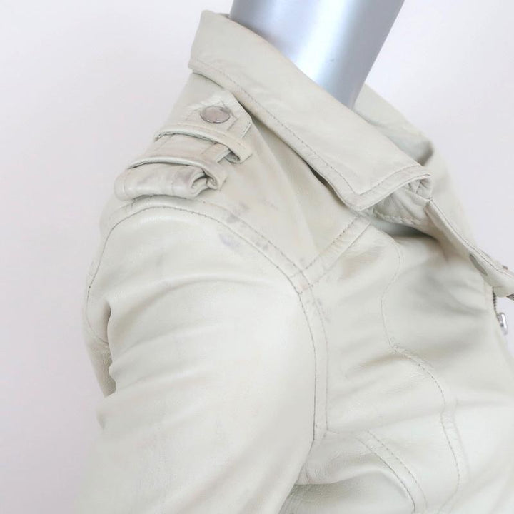 IRO Juday Leather Motorcycle Jacket Cream Size 1 Biker Jacket available at CelebrityOwned.com img_5