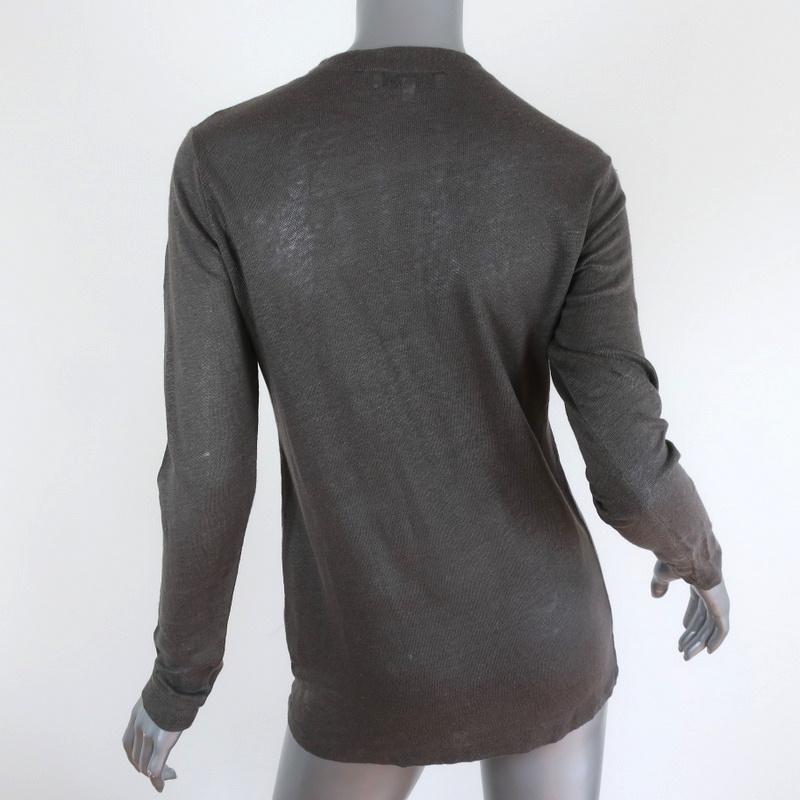 IRO Lace-Up Top Tissaspe Gray Linen Size Extra Small Long Sleeve Tee available at CelebrityOwned.com img_5