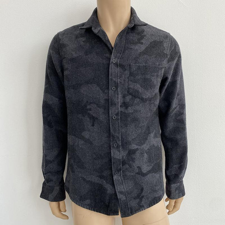 IRO Long Sleeve Shirt Priam Dark Grey Camouflage Wool-Blend Size Extra Small available at CelebrityOwned.com img_1