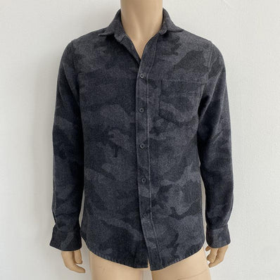 IRO Long Sleeve Shirt Priam Dark Grey Camouflage Wool-Blend Size Extra Small available at CelebrityOwned.com img_1