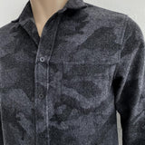 IRO Long Sleeve Shirt Priam Dark Grey Camouflage Wool-Blend Size Extra Small available at CelebrityOwned.com img_2