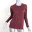 IRO Marvina Long Sleeve Tee Burgundy Distressed Linen Top Size Extra Small