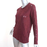 IRO Marvina Long Sleeve Tee Burgundy Distressed Linen Top Size Extra Small available at CelebrityOwned.com img_2