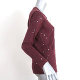 IRO Marvina Long Sleeve Tee Burgundy Distressed Linen Top Size Extra Small available at CelebrityOwned.com img_3