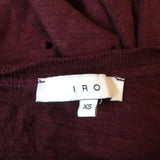 IRO Marvina Long Sleeve Tee Burgundy Distressed Linen Top Size Extra Small available at CelebrityOwned.com img_5