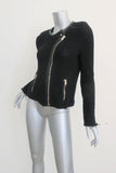 IRO Miali Jacket Black Leather-Trim Cotton Chunky Knit Size 2 Moto Jacket available at CelebrityOwned.com img_2