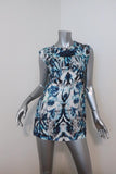 IRO Micro Mini Dress Deinia Blue Abstract Print Size 36 Sleeveless Cutout-Back available at CelebrityOwned.com img_1
