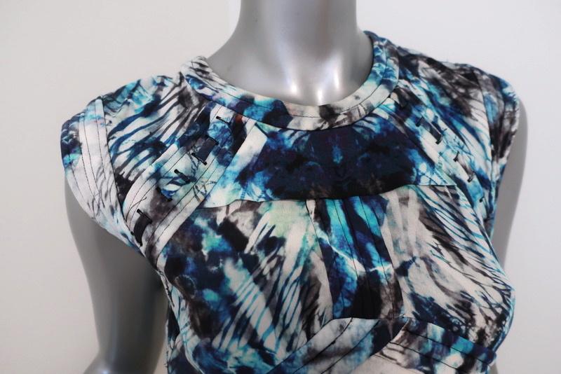 IRO Micro Mini Dress Deinia Blue Abstract Print Size 36 Sleeveless Cutout-Back available at CelebrityOwned.com img_3