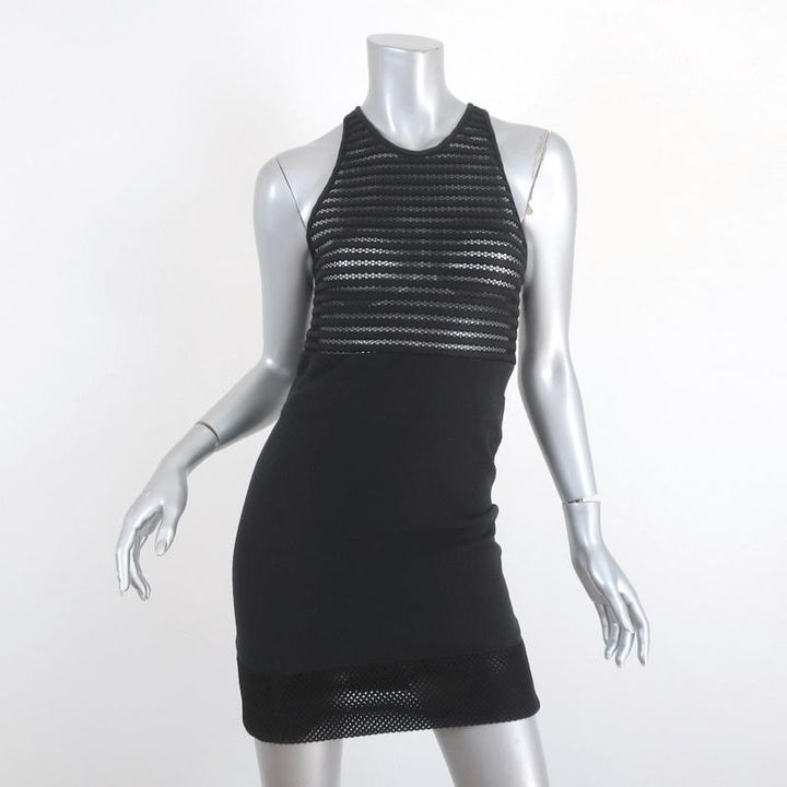 IRO Mini Dress Hailee Black Mesh &amp; Cotton Pique Size 36 Sleeveless Racerback available at CelebrityOwned.com img_1