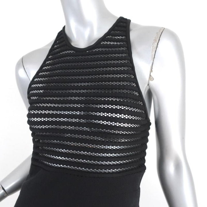 IRO Mini Dress Hailee Black Mesh &amp; Cotton Pique Size 36 Sleeveless Racerback available at CelebrityOwned.com img_2