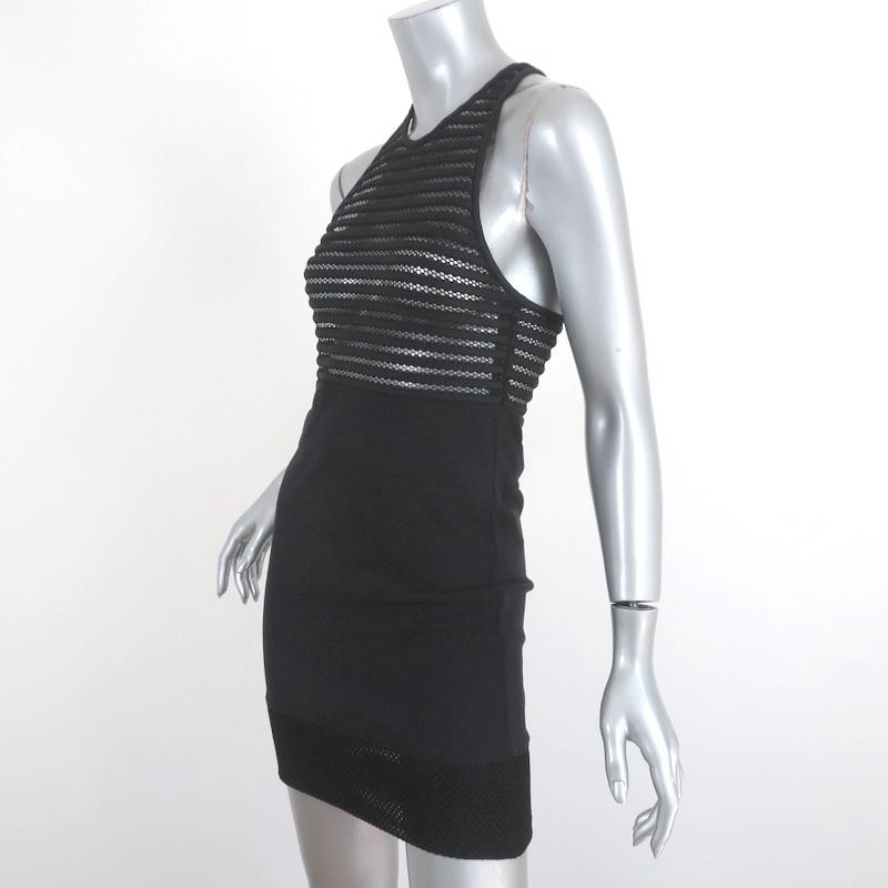 IRO Mini Dress Hailee Black Mesh &amp; Cotton Pique Size 36 Sleeveless Racerback available at CelebrityOwned.com img_4
