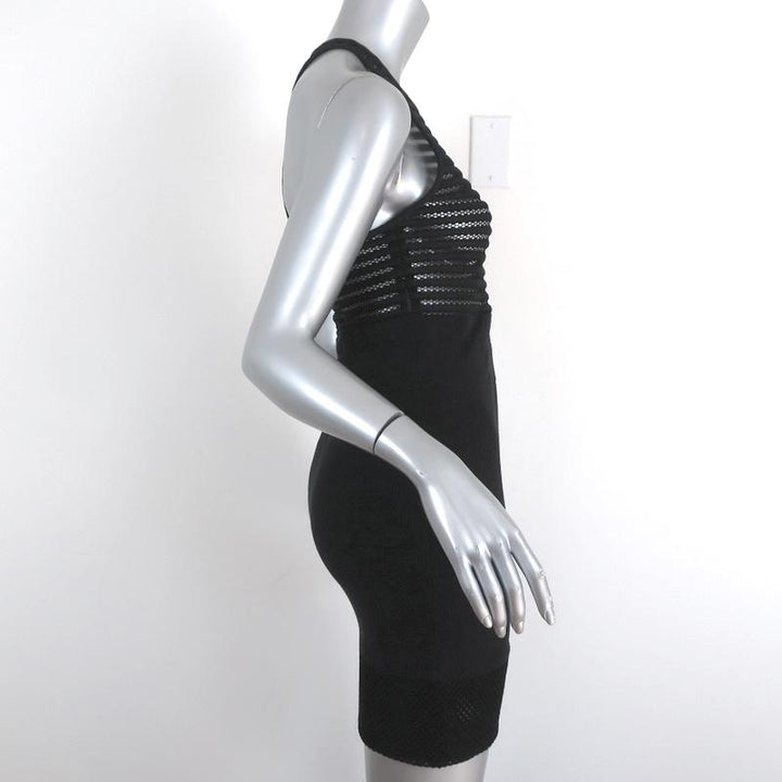 IRO Mini Dress Hailee Black Mesh &amp; Cotton Pique Size 36 Sleeveless Racerback available at CelebrityOwned.com img_5