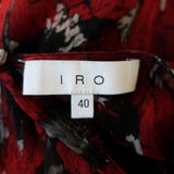 IRO Mini Dress Ressey Black/Red Printed Ruffled Chiffon Size 40 Long Sleeve available at CelebrityOwned.com img_6
