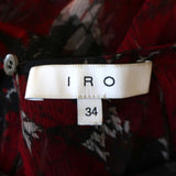 IRO Mini Dress Ressey Red/Black Ruffled Printed Chiffon Size 34 Long Sleeve available at CelebrityOwned.com img_6
