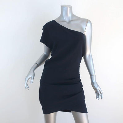 IRO One Shoulder Mini Dress Davov Navy Ruched Crepe Size 38 NEW available at CelebrityOwned.com img_1