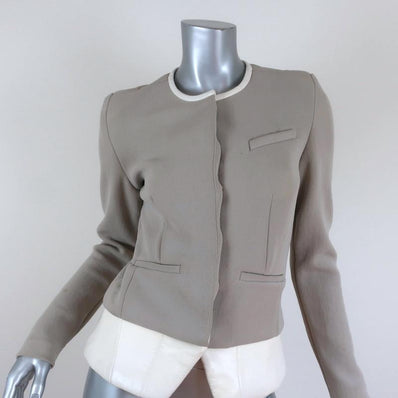 IRO Peplum Jacket Clyde Light Gray Stretch & White Leather Size 36 available at CelebrityOwned.com img_1